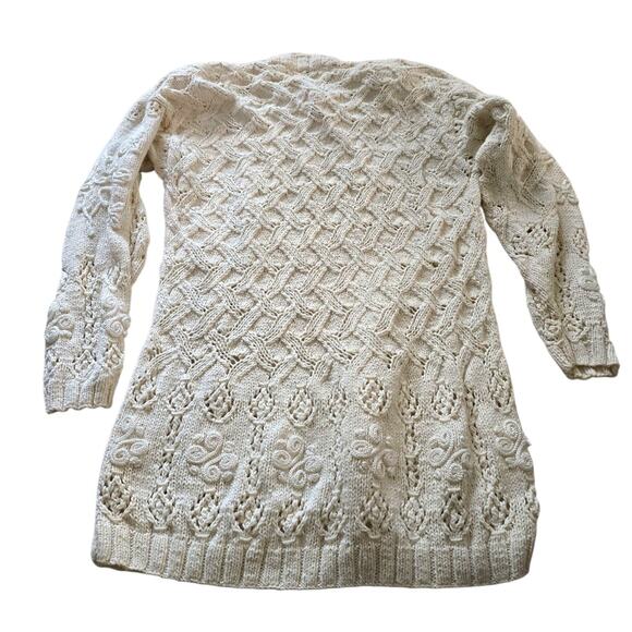 Express Tricot Cheateau Hand Knit Sweater SZ L 90s Style Cream Cottagecore NOS - Picture 2 of 7